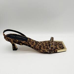 Good American Leopard Square Toe Slingback Kitten Heel 7.5 but run more like 8.5